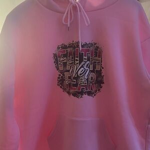 Pink "Faith Over Fear" Graphic Hoodie